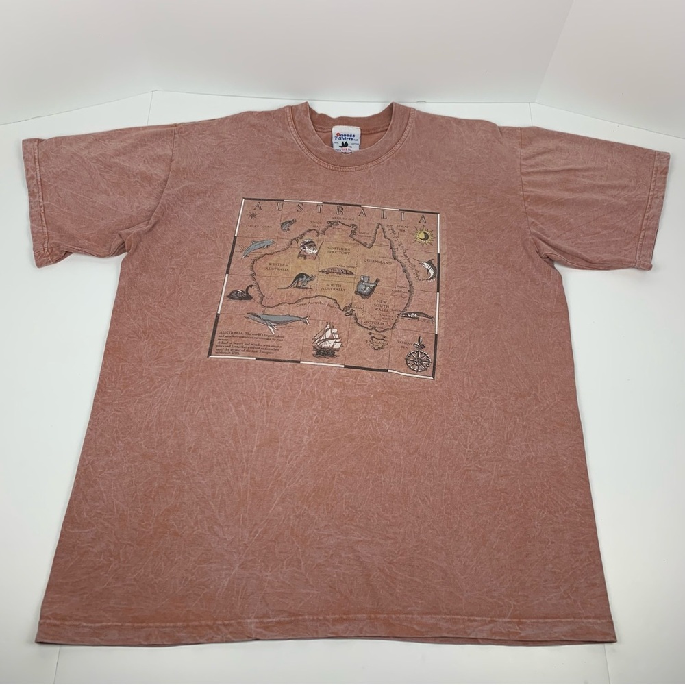 Vintage Y2k Gooses T-Shirts Australia Map Wildlife Travel Marled Tee Size XL